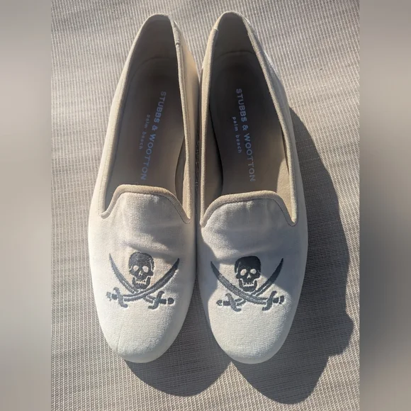 Stubbs & Woodson Black Velvet Skull Embroidered Loafers pirate Stubbs and Wootton Men main image 3